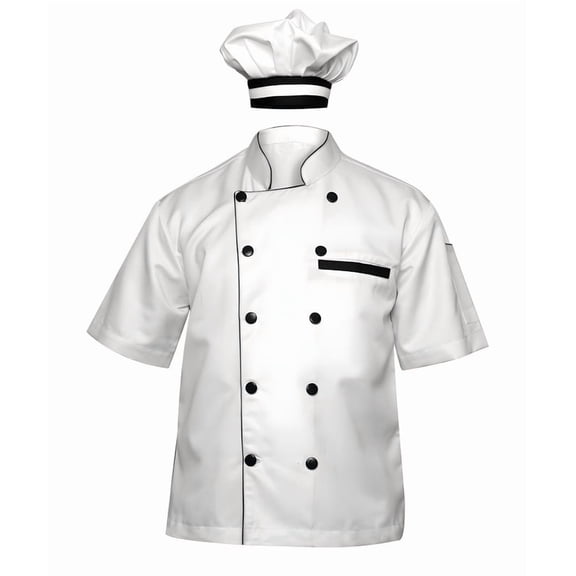 Warrior Point Modeling Men Chef Jacket Half Sleeves in 10 Colours Chef Coat with Cap Size (S-6XL)