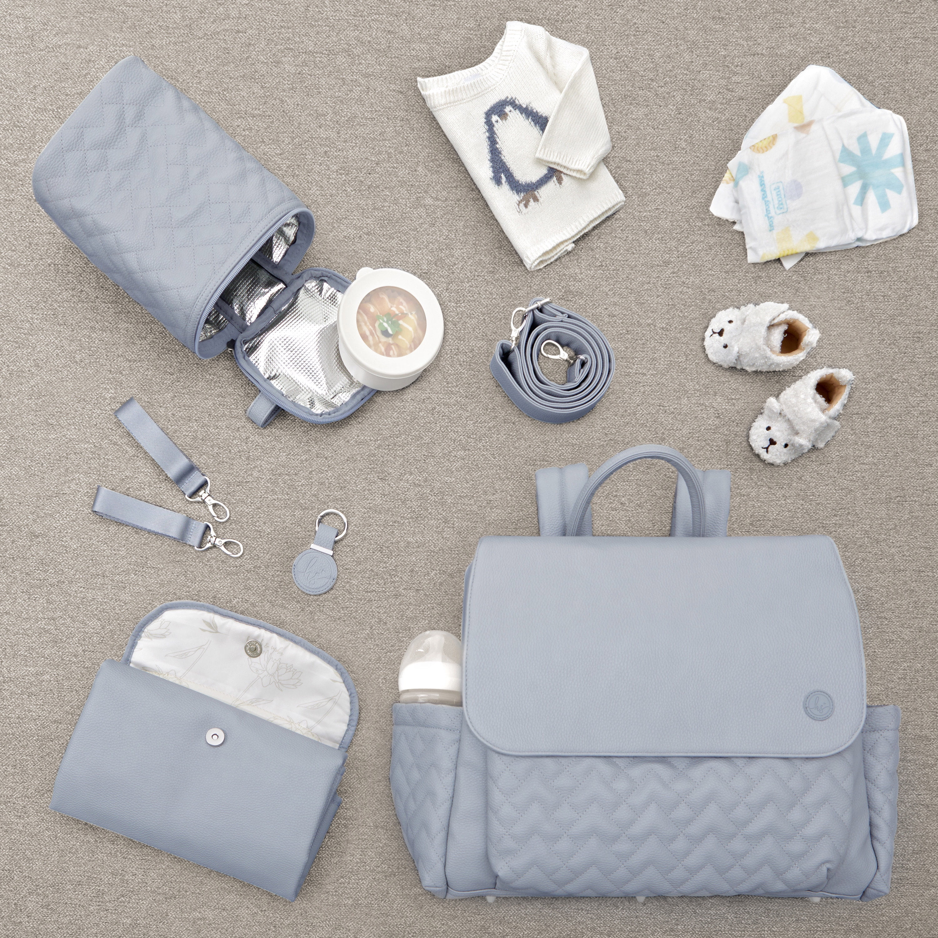 Hannah & Sophia Traveler 4pc Diaper Bag Set, Moonmist Blue