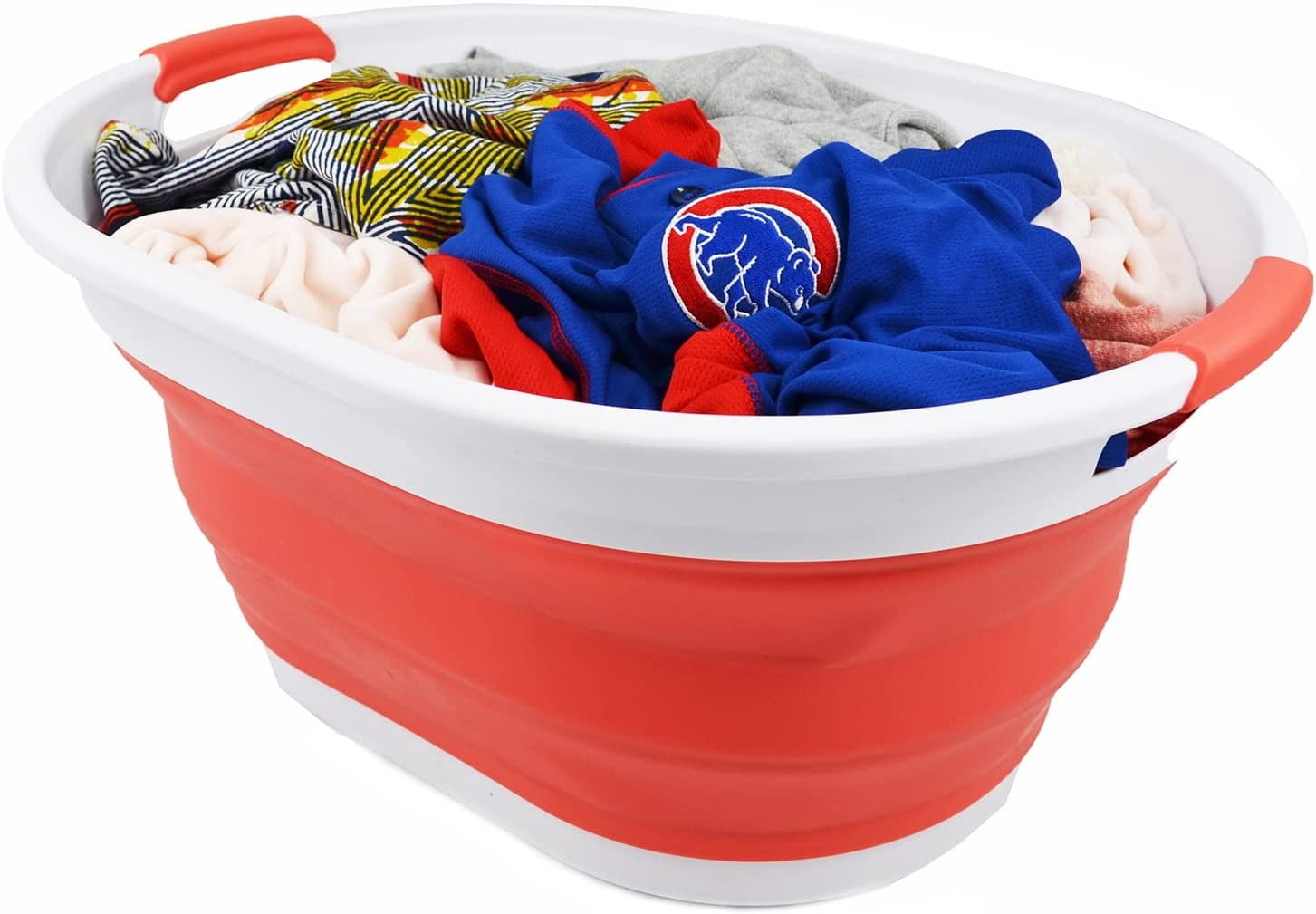 SAMMART 32L (8.4 gallon) Collapsible Plastic Laundry Basket - Foldable Pop Up Storage Container / Organizer - Portable Washing Tub - ater Capacity: 24L