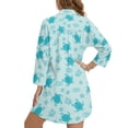 thumbnail image 2 of Xoenoiee Turtle Starfish Seashell Coral Print Women's Bathing Suit Cover Up V-Neck Button Down Swimsuit Coverups Loose Swimwear Side Split Beach Dress Shirt Beachwear, 3XL, 2 of 7