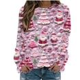 thumbnail image 1 of Pisexur Chandail en Molleton de Noël pour Femmes Sans Capuche Imprimé Graphique Vacances Col Rond Chandail en Molleton Ample Surdimensionné Automne Mode Décontracté Pull à Manches Longues pour Femmes, 1 of 4