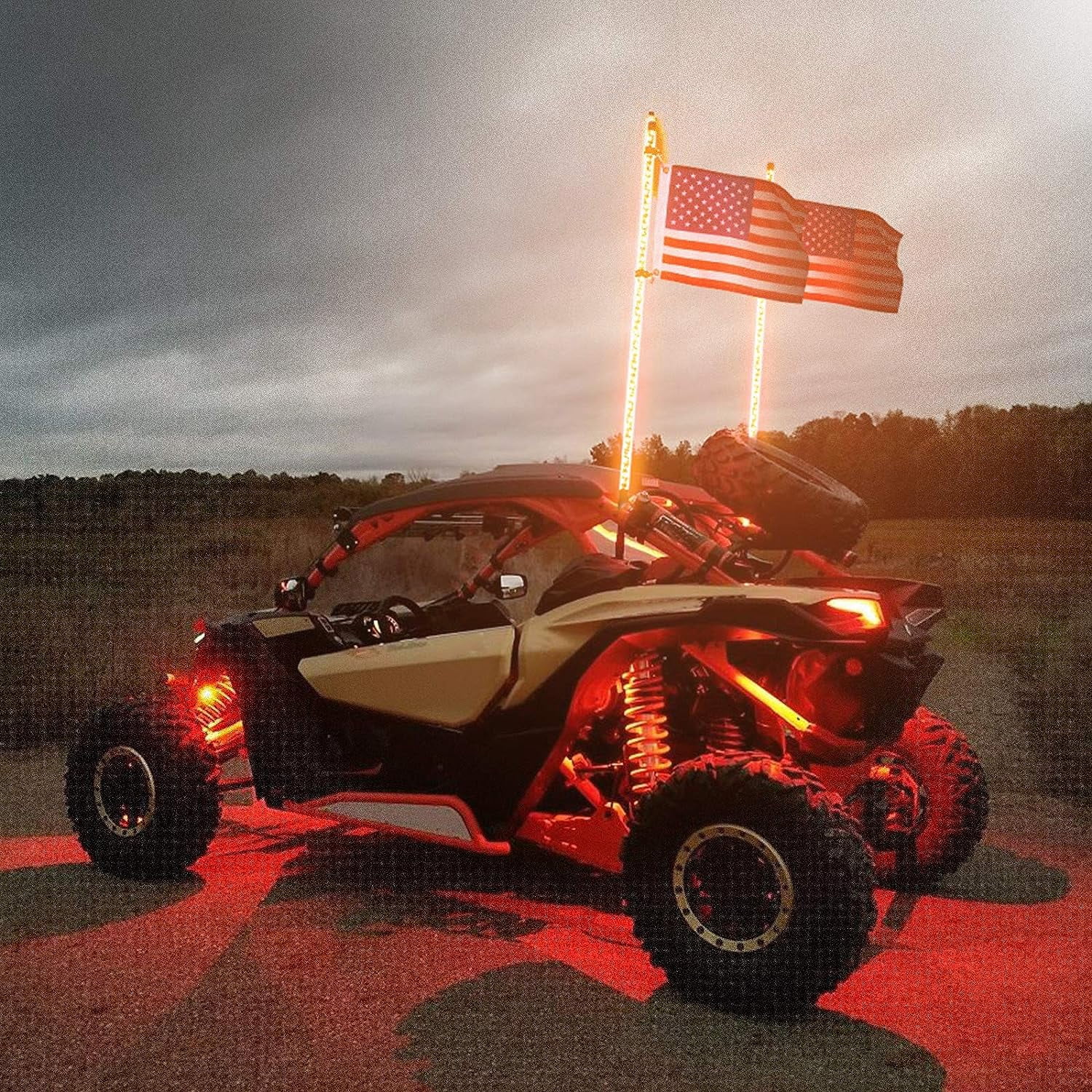 KEMIMOTO 2pcs 4ft UTV Spiral LED Whip Lights App Remote Control for SXS ATV Boat Offroad Compatible with Polaris RZR Can-Am Maverick X3 Sportsman
