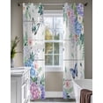 thumbnail image 4 of Watercolor Flowers Sheer Curtains 84 Inch Length 2 Panels Set for Living Room/Bedroom, Spring Butterflies Floral Gray Wood Kitchen Curtains Grommet Semi-Sheer Curtains Window Treatments 42"x84"x2, 4 of 7