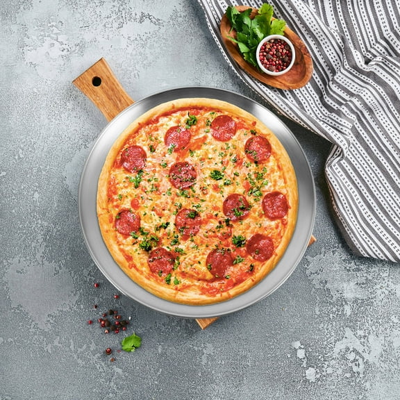 Masteelf 2pcs Round Stainless Steel Nonstick Pizza Baking Sheets, Reusable Pizza Pans for Oven, Kitchen, Home, Restaurant Bakeware