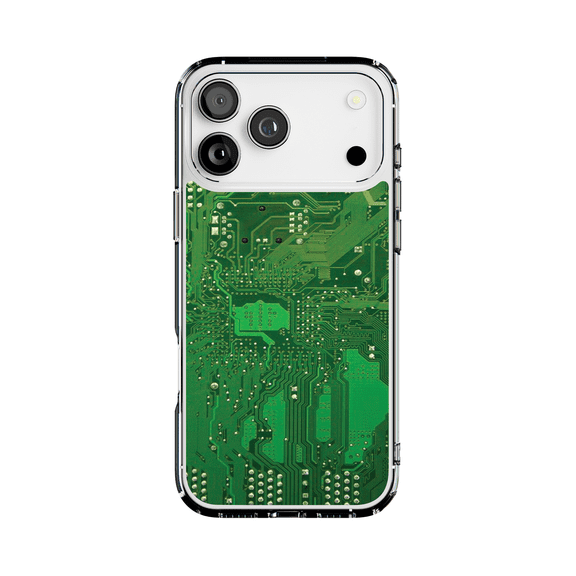 DistinctInk MagSafe Clear Case for Apple iPhone 17 Pro Max (6.9" Screen) - Printed Circuit Board Image - Slim Profile Design