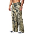 thumbnail image 4 of LTTVQM Men's Realtree Leaf Camo Wide Leg Pants Loose Thigh Tree Camo Loose Thigh Fit Drawstring Waist Casual Outdoor Full Length Pants Brown S, 4 of 7