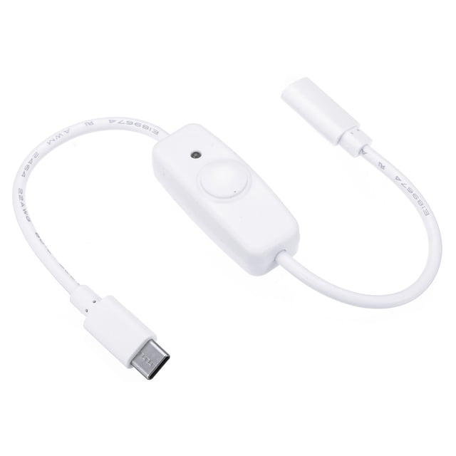 Unique Bargains Type C Extension Cable with ON/Off Switch Extension Power Cords Adapter with LED Indicator White