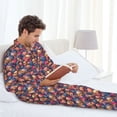 thumbnail image 6 of Daiia Skull colorful daisy for Men's Long-Sleeved Pajama Set – Soft & Comfortable Sleepwear Button-Up Pajamas Cozy Lounge Wear-X-Large, 6 of 7