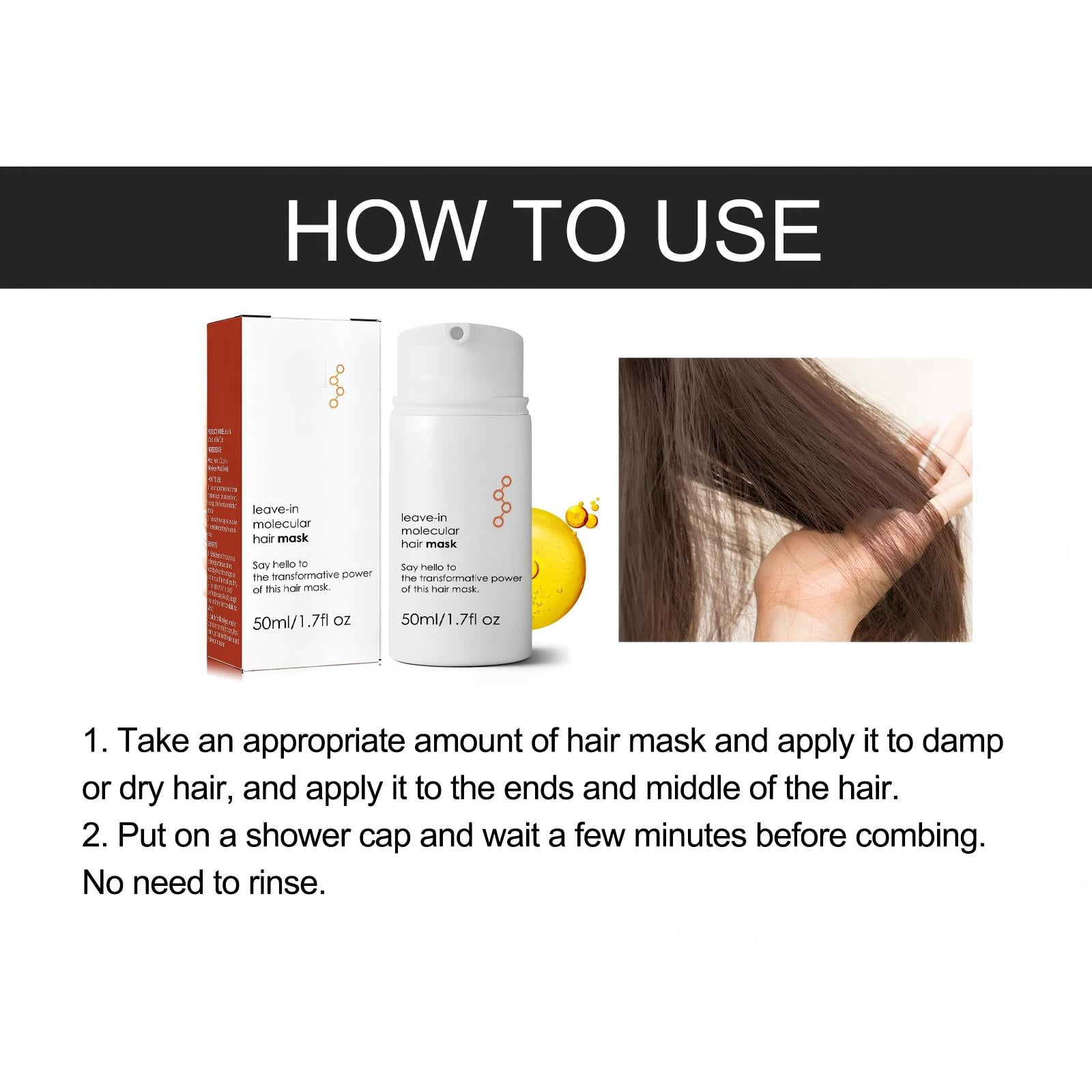 Alvantor Keratin Treatment Leave-In Hair Mask for Split Ends & Frizz Care, 1.7 fl. oz