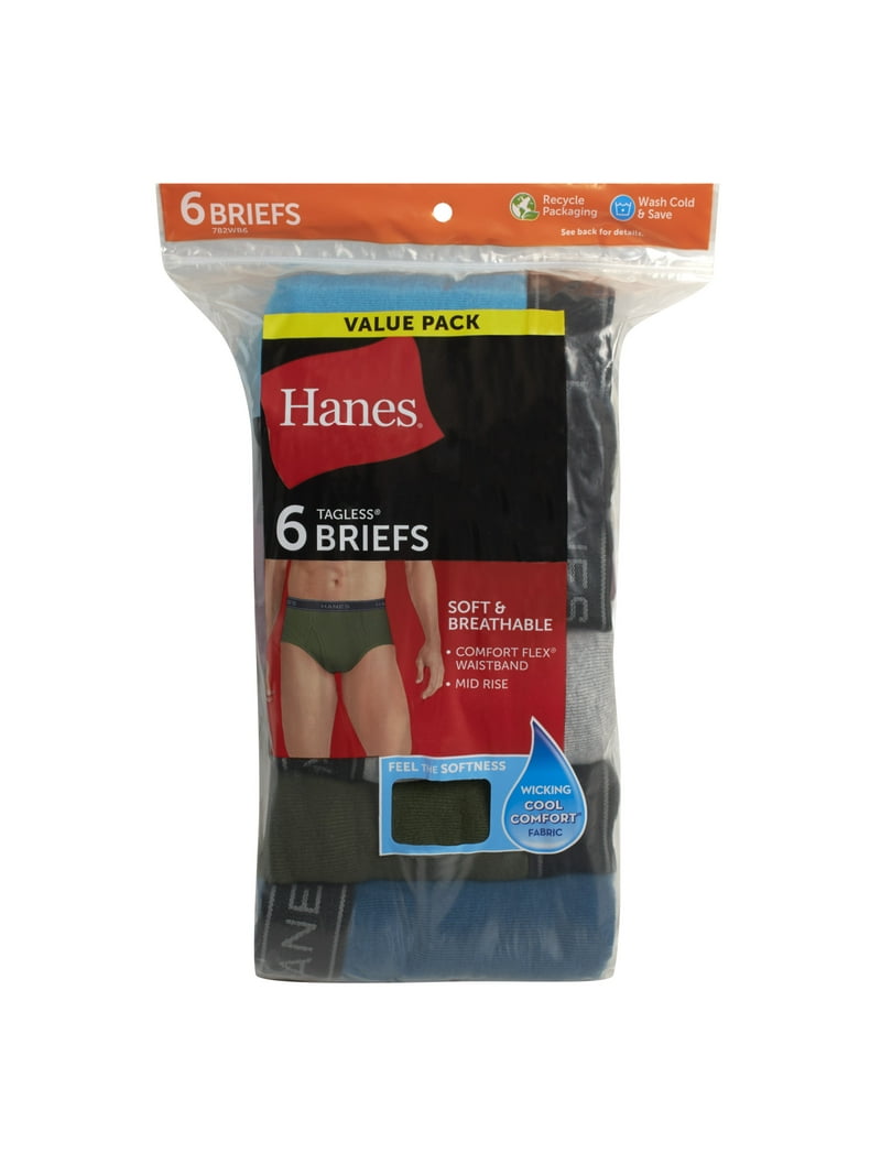 Hanes Men's Mid-Rise Brief Underwear Pack , Comfort Flex, 6
