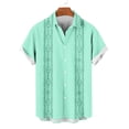 thumbnail image 5 of ZVAVZ Mens Cuban Collar Shirts Summer Guayabera Button Down Shirt Short Sleeve Oversized Vacation Tops Summer Lightweight Resort Wear Mint Green L, 5 of 7