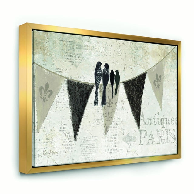 French Bird Flea Market - Farmhouse Framed Canvas