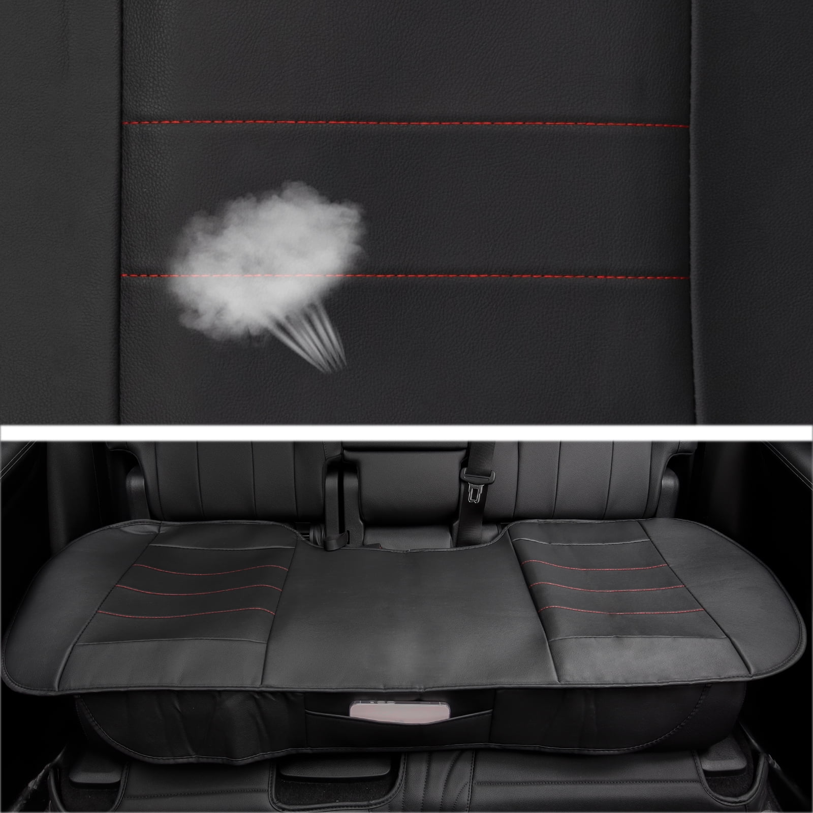 XUKEY Car Rear Row Seat Cushion Cover PU Leather Back Seat Protector Pad Waterproof Universal