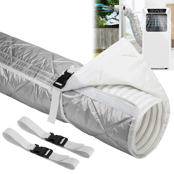Ebaokuup Quilted Portable AC Hose Cover, Fits 5.9" Hoses with Straps