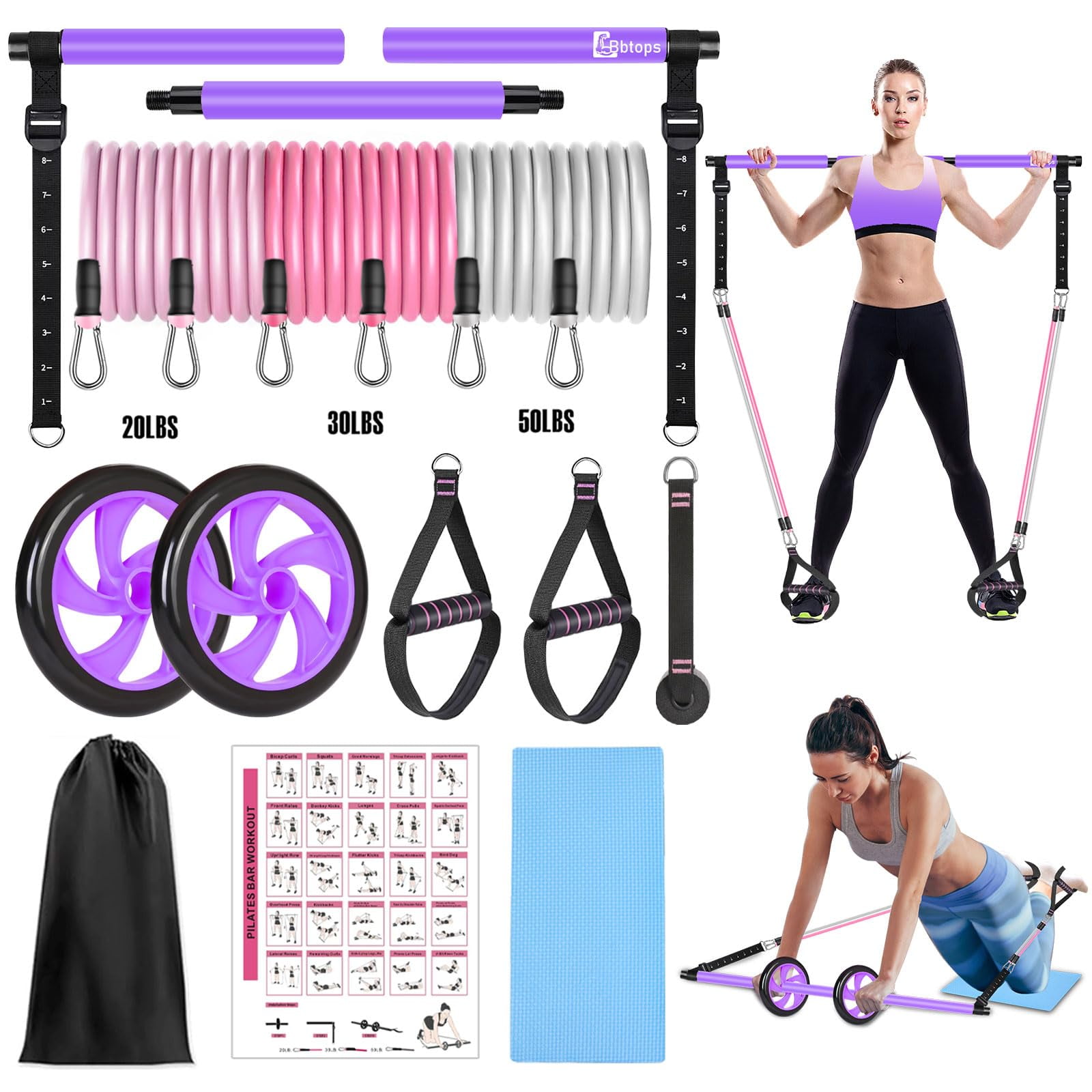 Heavy Duty Expandable Spreader Bar For Home Gym, Fitness, Pilates & Yoga
