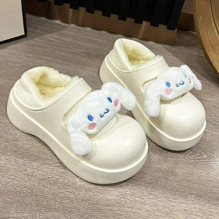 

Kawaii Sanrios Hello Kitty My Melody Cinnamoroll Kuromi Girl Cotton Slippers Cartoon Indoor Anti-Slip Warm Child Furry Slippers
