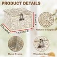 thumbnail image 2 of Wicker Shelf Baskets with Lid Handwoven Seagrass Storage Box Decorative Basket Bin Household Organizer for Bathroom Coffee Table Decor Organizer, X-small, 2 of 4