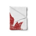 thumbnail image 2 of Leaves Soft Flannel Fleece Throw Blanket, Autumn Foliage Silhouette Grunge Effect Worn out Design Monochrome Nature, Cozy Plush for Indoor and Outdoor Use, 60" x 80", Scarlet and White, by Ambesonne, 2 of 5