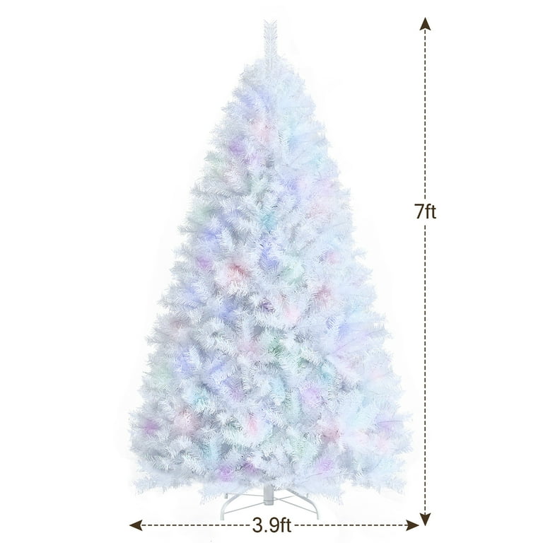 Costway 7ft Glitter Decor White Iridescent Tinsel Artificial