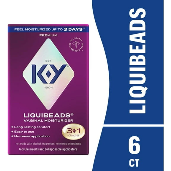 K-Y Liquibeads Silicone-Based Formula 6 Bead Inserts and 6 Applicators Vaginal Moisturizer & Lube for More Comfortable Sex for Men, Women and Couples
