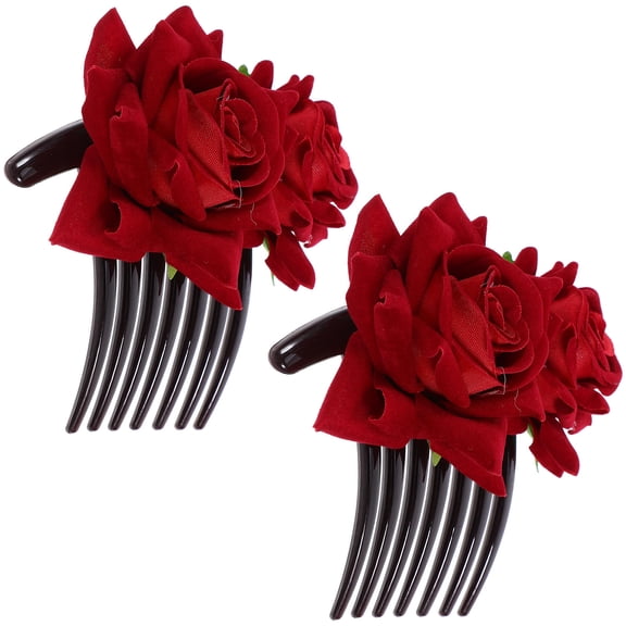 FONDOTIN 2Pcs Hair Comb Clips Hair Styling Artificial Flowers Comb for Banquet