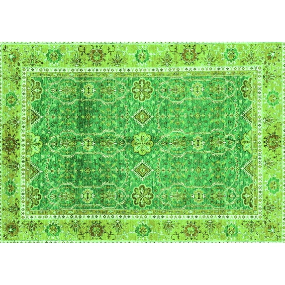 Ahgly Company Indoor Rectangle Oriental Green Traditional Area Rugs, 7' x 10'