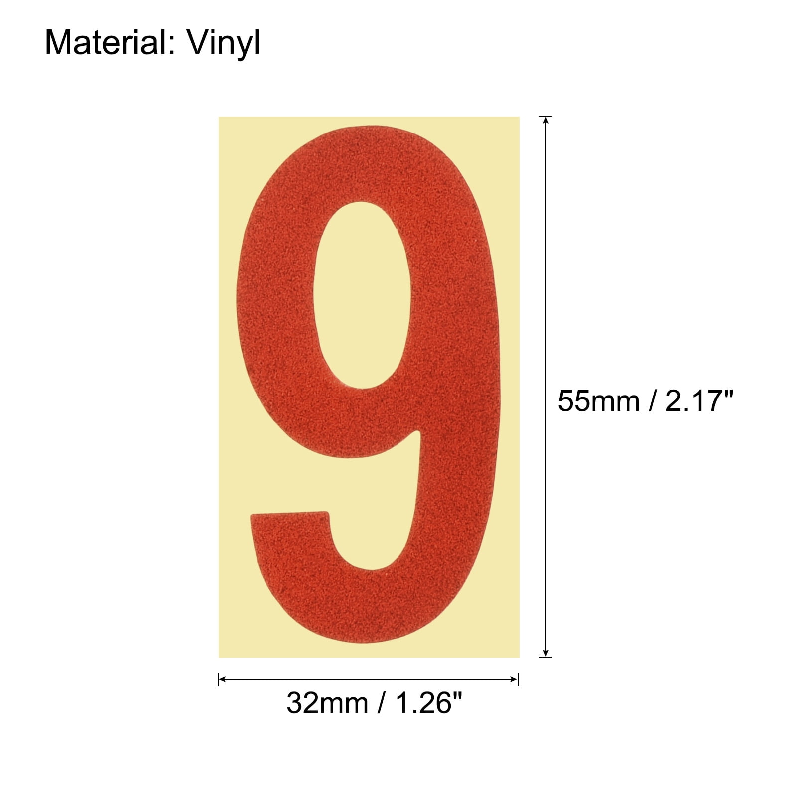 Unique Bargains 2.17 Inch Reflective Mailbox Numbers Sticker 0 - 9 Vinyl Number Red 5 Set