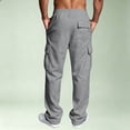 thumbnail image 5 of Dwellite Baggy Cargo Sweatpants for Men Wide Leg Jogger Pants Loose Fit Fashion Solid Color Trousers with Pockets Light Gray M, 5 of 6
