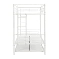 thumbnail image 6 of Heavy Duty Bunk Bed Frame, Twin Over Twin Metal Bunk Bed with Flat Ladder & Safety Guardrail, Convertible Trundle Bunk Bed Frame, for Dorm, Bedroom, Guest Room, No Box Spring Needed, White, 6 of 10