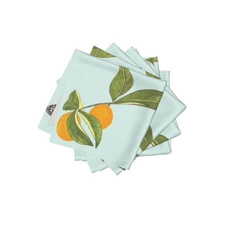 - Cocktail Napkins Chinoiserie Asian Insprired Mint Fruit Garden Tree Set of 4