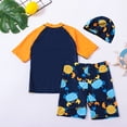 thumbnail image 2 of Emy Dola Boys Two Piece Rash Guard Swimsuits Kids Short Sleeve Sunsuit Shark Prints Swimwear Sets Toddler Bathing Suit with Sun Hat, 2 of 7