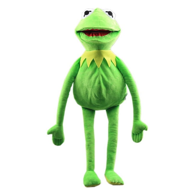 Muñeco de mano de rana divertido, mochila escolar, juguete de peluche de rana verde, muñeco de mano grande, accesorios de actuación con ventrículo