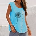 thumbnail image 2 of Workout Tank Tops for Women Round Neck Printed Button Sleeveless Basic Blouse Casual Loose Fit Summer Tee Shirt, 2 of 4