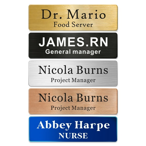 Personalized Metal Name Badge Engravable Name Tag Badge with Magnetic Backing for Office School Workers Students Employees