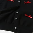 thumbnail image 6 of SERTG Big Girls Knit Cardigan Long Sleeve Round Neck Button Bow Accented Fall Winter Snug Garment for Children 2-14 Years(Black,7-8 Years), 6 of 6