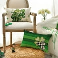 thumbnail image 2 of Happy ST Patricks Day Lucky Charm Blessed Hat Clover Stripes Throw Pillow Covers, 20 x 12 Inch Buffalo Plaid Bow Shamrocks Decoration for Sofa Couch Set of 4, 2 of 6