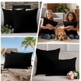 thumbnail image 5 of Black Outdoor Waterproof Pillow Covers, Solid Color Farmhouse Black Decorative Rectangle Throw Pillowcase Sofa Cushion Sham for Patio/Couch/Chair, 20"x12" 2 Pack, 5 of 8