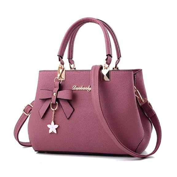 AOMRCOL Purses and Handbags for Women Fashion Ladies PU Leather Top Handle Satchel Shoulder Tote Bags Plum Bow Crossbody Bag Leather Crossbody Bags for Women