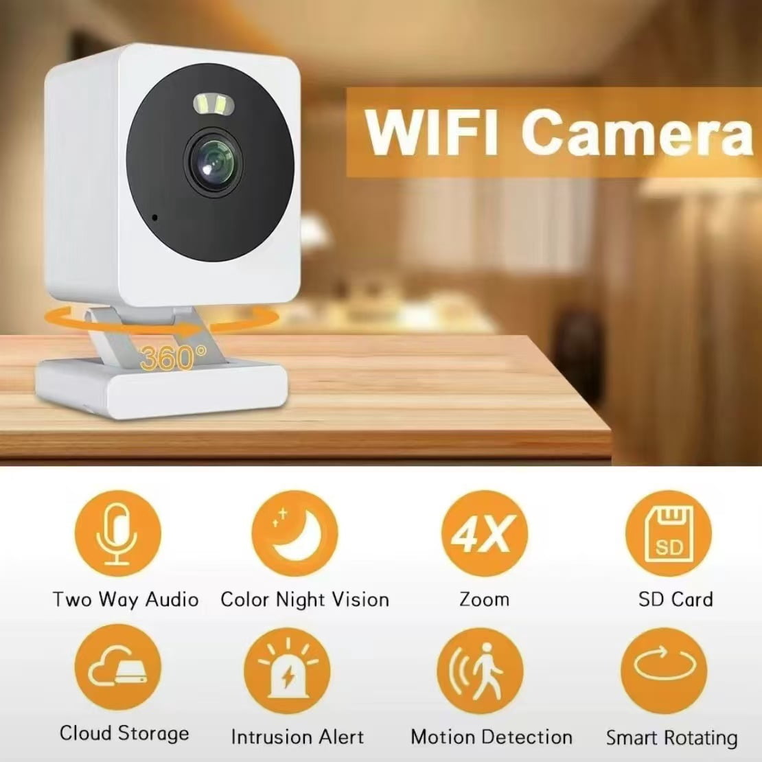 Cam v4, 2.5K WiFi Security Camera, Indoor/Outdoor Cameras for Home Security, Pet Camera/Baby Monitor, Motion Activated Spotlight/Siren, Color Night Vision, 2-Way Audio,