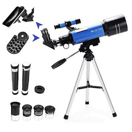 MaxUSee 70mm Refractor Telescope with Tripod &Finder Scope  Portable Telescope for Kids &Astronomy Beginners  Travel Scope with 4 Magnification eyepieces &Phone Adapter