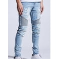 thumbnail image 2 of Crysp Denim Men's Biker Moto Distressed Rip & Repair Skinny Fit Stretch Jeans (34, Light Blue), 2 of 4