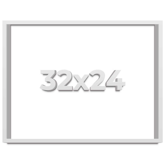 32x24 Shadow Box Frame White | 1 Inches Deep Real Wood Contemporary Shadowbox Display Frame | UV