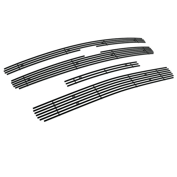 APS Compatible with Chevy Silverado 1500 2007-2013 Stainless Steel Black 8x6 Horizontal Billet Grille Insert Combo C61133J