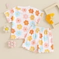 thumbnail image 4 of Okbabeha Toddler Girl Summer Clothes Baby Girls Floral T Shirt Shorts Set Infant Boho Flower Outfit 2pcs Matching Suit, 4 of 7