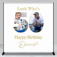 thumbnail image 1 of Custom Photo Look Whos 50th Happy Birthday Backdrop, 1 of 6