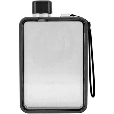 

XJU-Flat Water Bottle 380ML Plastic Portable A5 Memo Paper Water Bottle with Leakage Proof Reusable Slim Bottle for School Outdoor Gym Hiking Camping Riding-0903