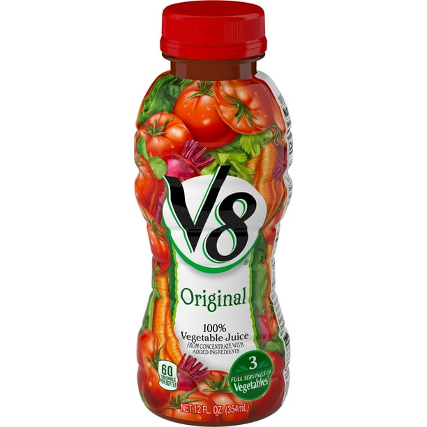 V8 Juice, Original 100 Vegetable Juice, PlantBased Drink, 12 Ounce