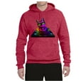 thumbnail image 2 of Neon Retro Rainbow DJ MC Hip Hop Cat | Mens Cat Lover Hooded Sweatshirt Graphic Hoodie, Vintage Heather Red, Small, 2 of 4