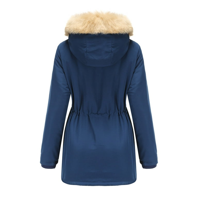 wantdo Women's Winter Thicken Puffer Coat Warm Fleece Lined Parka Jacket  with Fur Hood