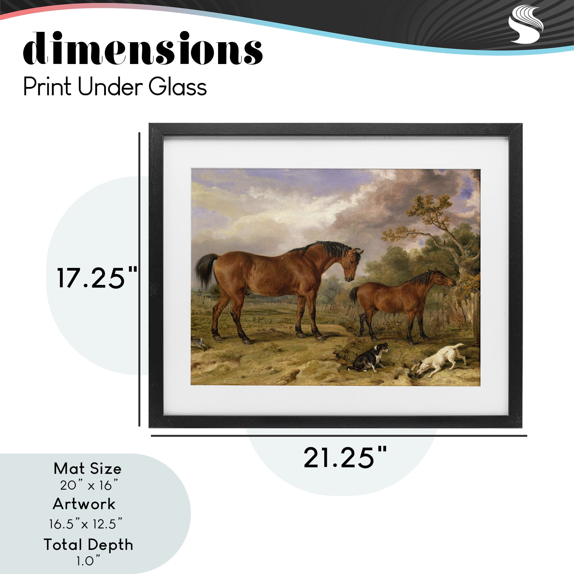 Stupell Industries Classic Portrait of Horses Black Framed Print Under Glass, design by Tina LeCour